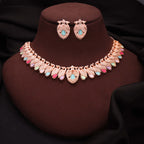 Tehzeeb Creations Rose Gold Baby Multi Necklace With Pair Of Earrings