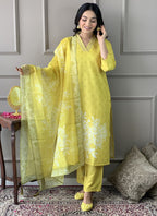 Vellora Viscose Rayon Yellow Casual Wear Embroidery Work Readymade Suit - Distacart