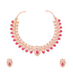 Tehzeeb Creations Rose Gold Pink Colour Necklace With Pair Of Earrings