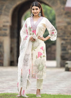 Vellora Georgette White Casual Wear Embroidery Work Readymade Suit - Distacart
