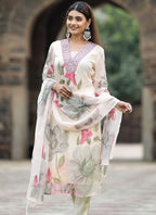 Vellora Georgette White Casual Wear Embroidery Work Readymade Suit - Distacart