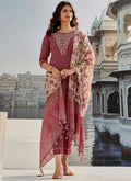 Vellora Cotton Silk Rose Pink Casual Wear Embroidery Work Readymade Suit - Distacart