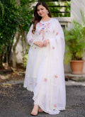 Vellora Georgette White Casual Wear Embroidery Work Readymade Kurti Set - Distacart