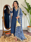 Vellora Viscose Silk Blue Casual Wear Bandhani Print Readymade Suit - Distacart