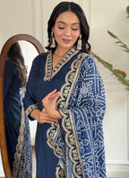 Vellora Viscose Silk Blue Casual Wear Bandhani Print Readymade Suit - Distacart