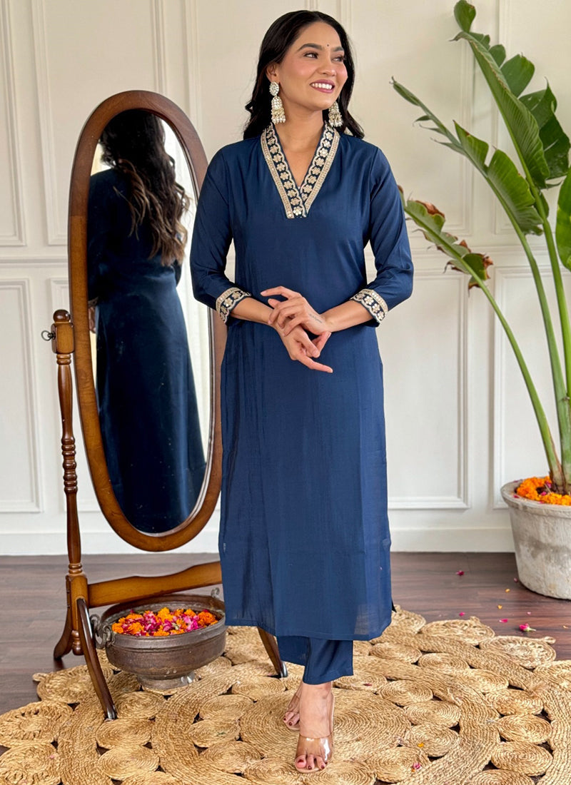 Vellora Viscose Silk Blue Casual Wear Bandhani Print Readymade Suit - Distacart