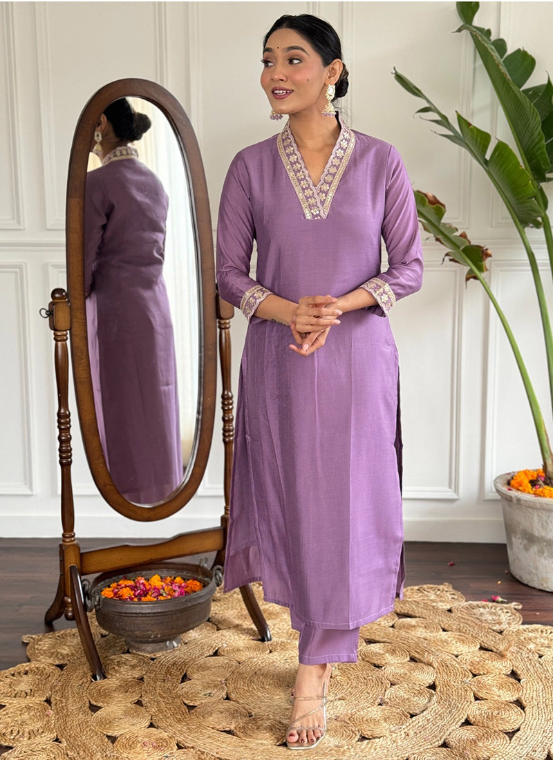 Vellora Viscose Silk Lavender Casual Wear Bandhani Print Readymade Suit - Distacart