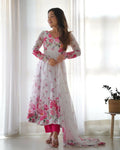 Joban Fashion White Kurta Set Organza Sequin Embroidery Work - Distacart
