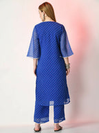 Myshka Women's Blue Printed Kurta With Palazzos