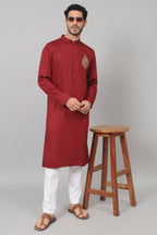 Cotton Kurta With Motif Embroidery by Hilo Design
