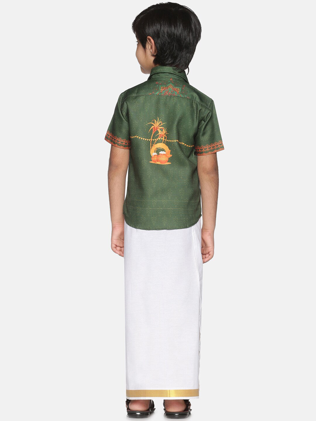 Sethukrishna Boys Olive Green Printed Shirt