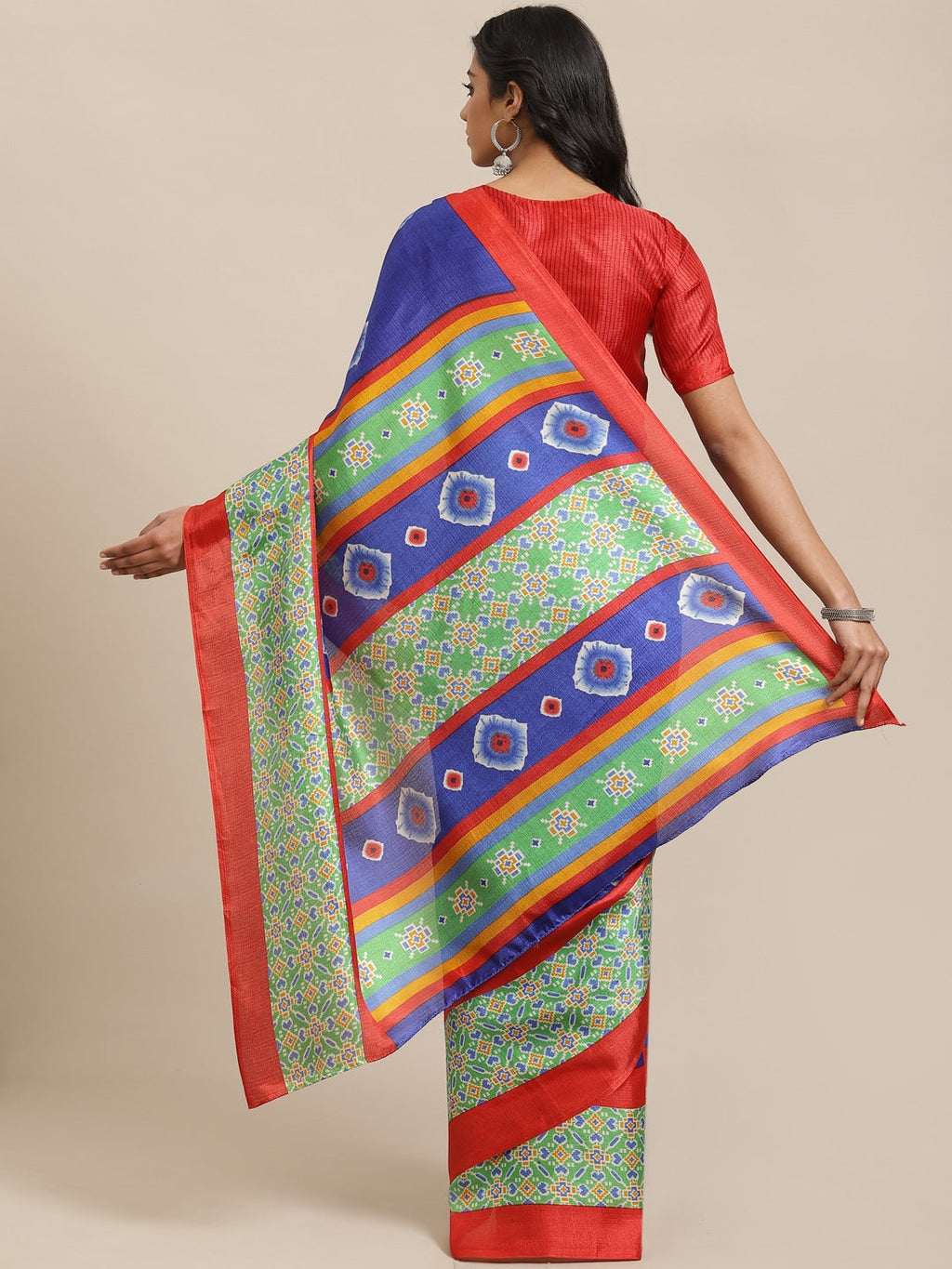 Saree Mall Blue & Off-White Dyed Effect Saree - Distacart