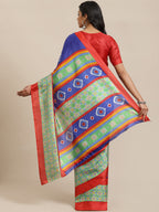 Saree Mall Blue & Off-White Dyed Effect Saree - Distacart