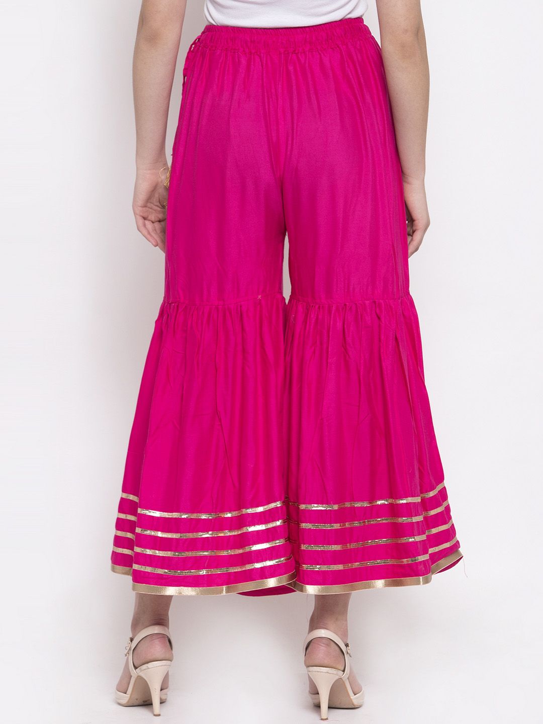 TAG 7 Women Pink Hem Design Flared Sharara