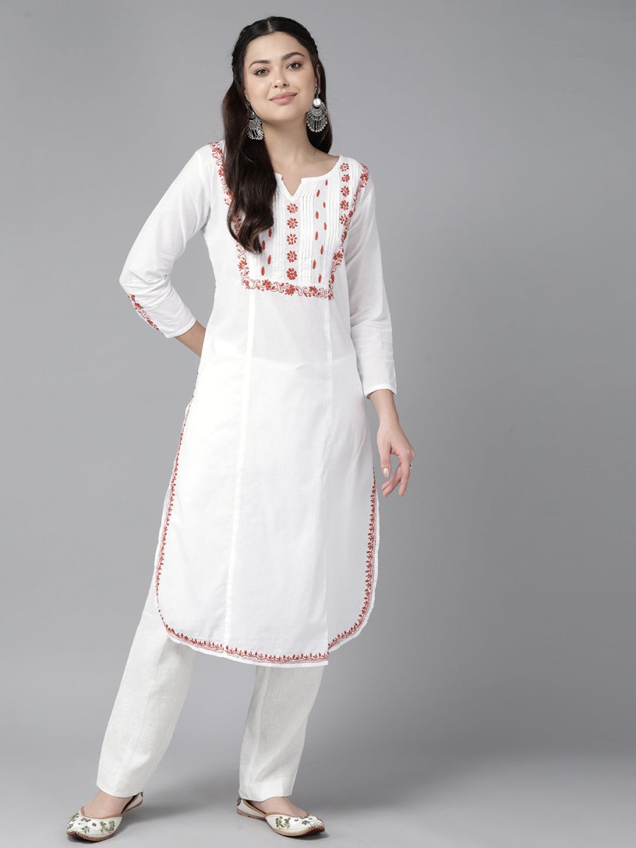 ADA Embroidered Chikankari Cotton Kurta