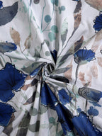 BOMBAY DYEING Blue & White Floral Cotton 144 TC King Bedsheet With 2 Pillow Covers