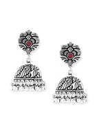 Yellow Chimes Silver-Plated Kolhapuri Peacock Design Jhumkas Earrings - Distacart