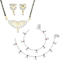 AanyaCentric Gold-plated Mangalsutra Pendant Earring Set & Silver Plated Anklet - Distacart