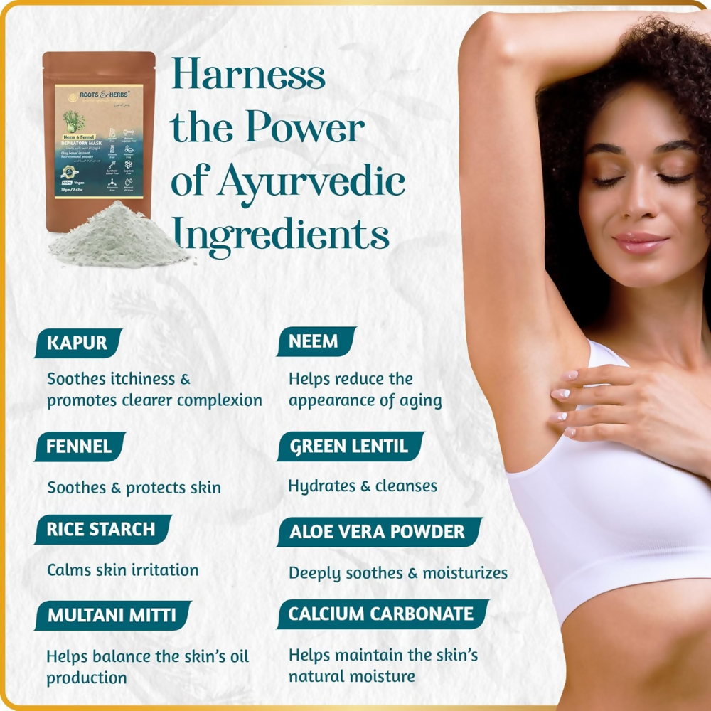 Roots and Herbs Neem and Fennel Depilatory Ubtan for Hair Removal