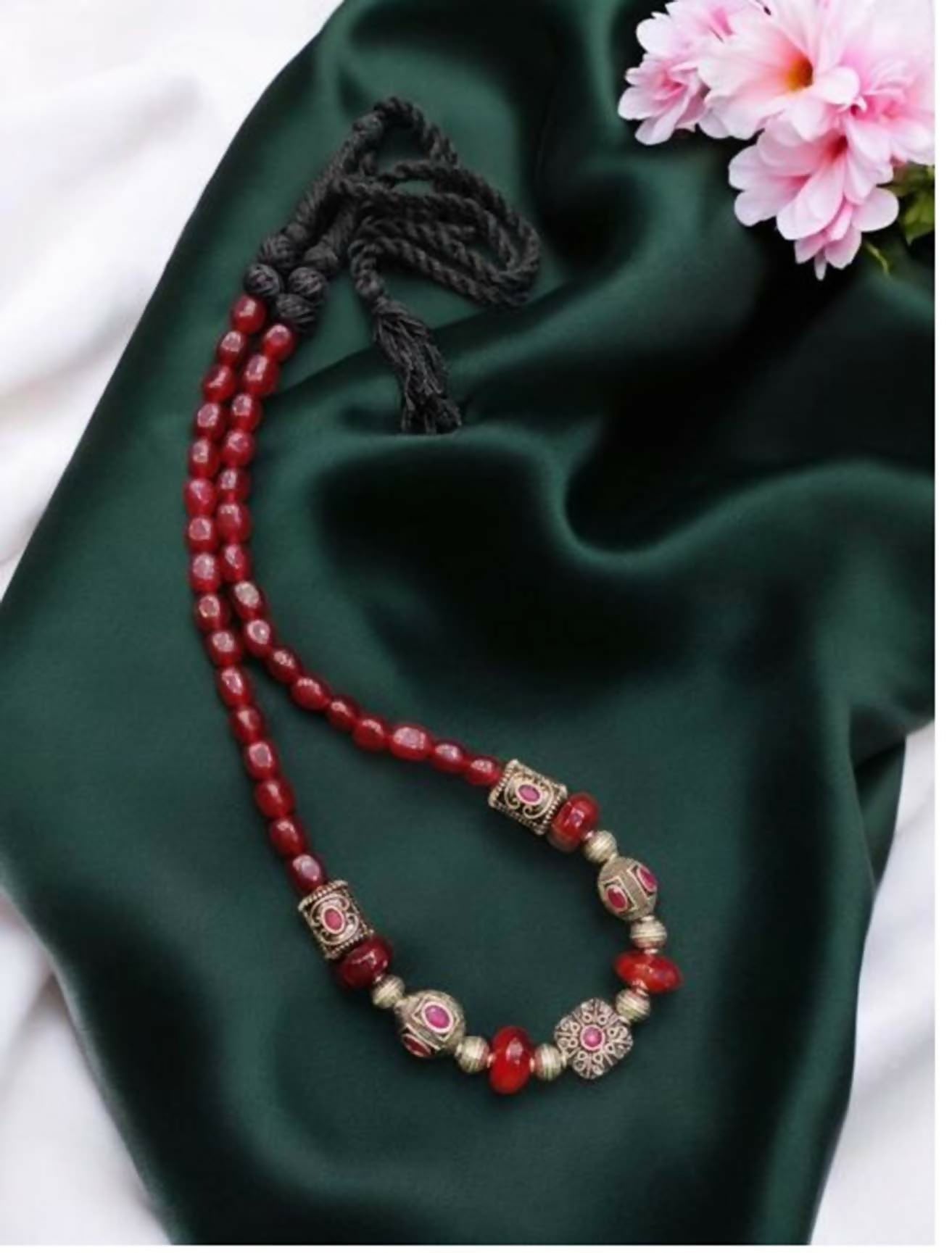 Joban Fashion Women Red Lord Radha Krishna Tanjore Painting Pendant Beading Necklace - Distacart