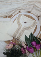 Vellora Viscose Chanderi White Festival Wear Sequins Work Readymade Suit - Distacart
