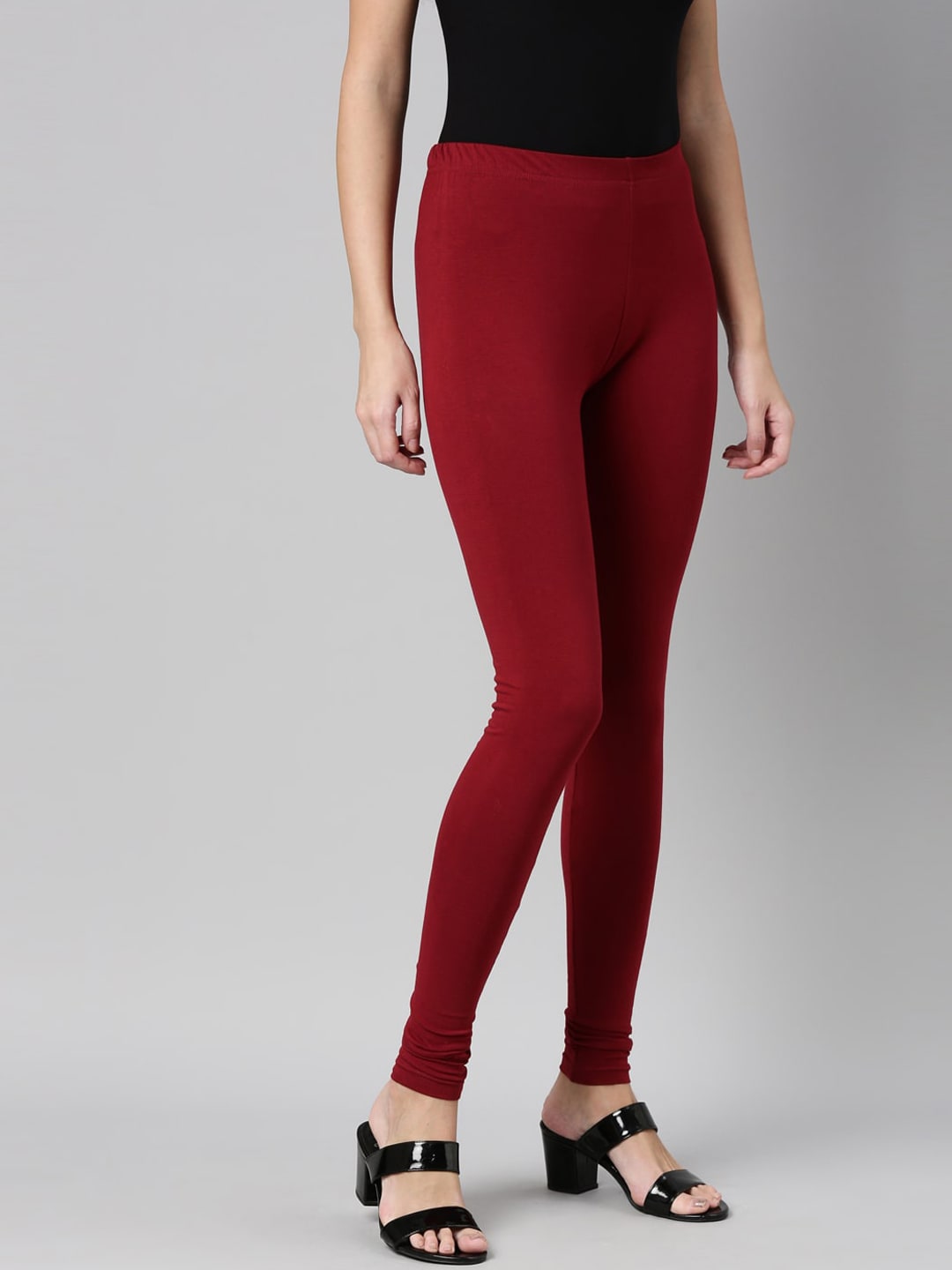 Souchii Maroon Solid Churidar-Length Leggings - Distacart