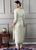 Vellora Pv Chanderi White Casual Wear Embroidery Work Readymade Suit - Distacart
