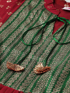 Ahalyaa Women's Maroon & Green Printed A-Line Kediya Tunic