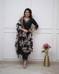 Vellora Viscose Silk Black Daily Wear Sequins Work Readymade Kurti Set - Distacart