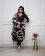 Vellora Viscose Silk Black Daily Wear Sequins Work Readymade Kurti Set - Distacart