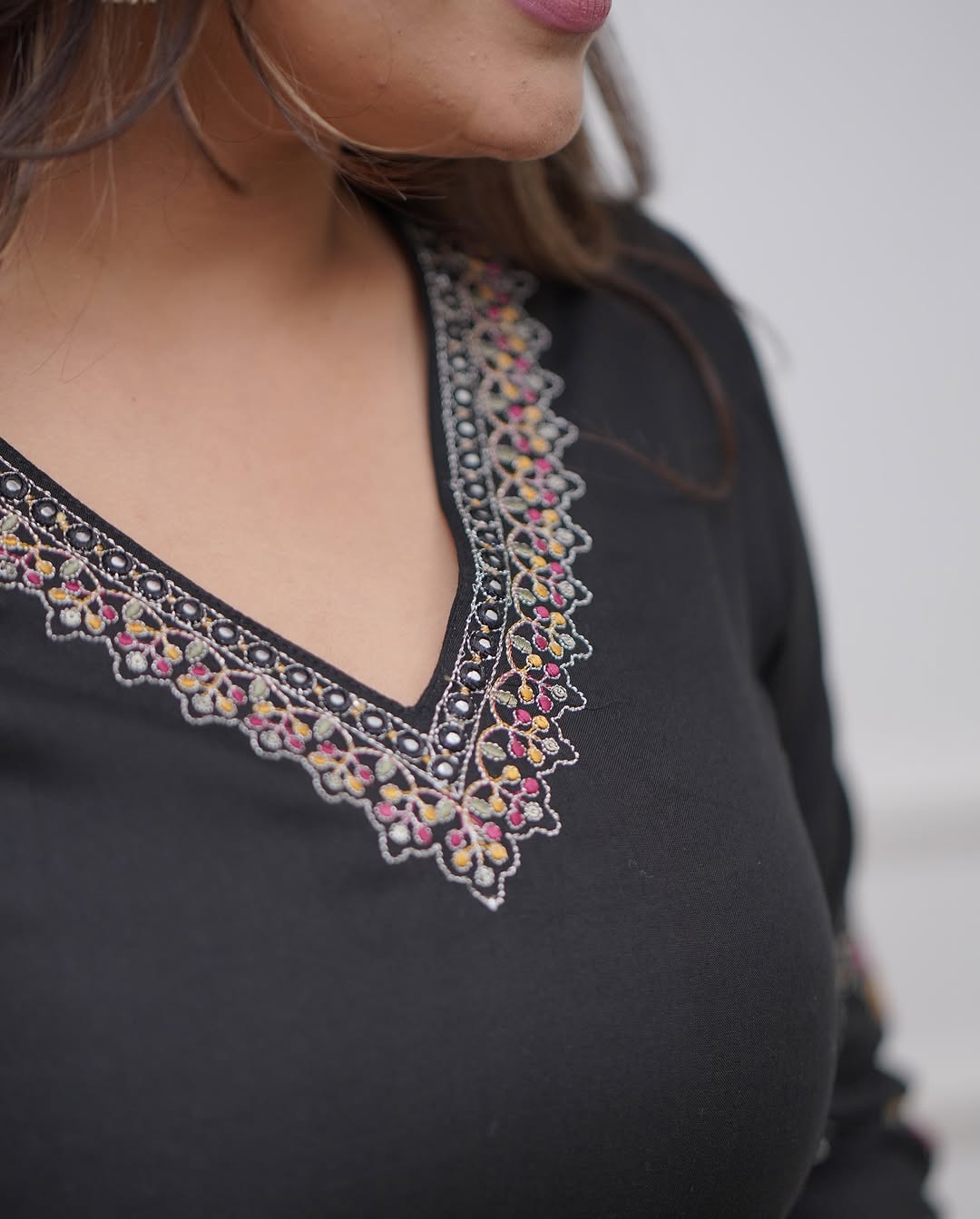 Vellora Viscose Silk Black Daily Wear Sequins Work Readymade Kurti Set - Distacart