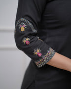 Vellora Viscose Silk Black Daily Wear Sequins Work Readymade Kurti Set - Distacart