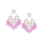 Tehzeeb Creations Gold Polish Lavender Colour Earrings - Distacart
