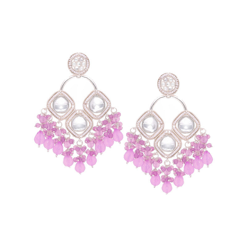 Tehzeeb Creations Gold Polish Lavender Colour Earrings - Distacart