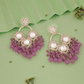 Tehzeeb Creations Gold Polish Lavender Colour Earrings - Distacart