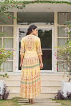 Juniper Women's Yellow Ethnic Motif Printed Rayon Dress With Dori & Kaudis - Distacart