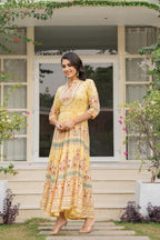 Juniper Women's Yellow Ethnic Motif Printed Rayon Dress With Dori & Kaudis - Distacart