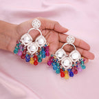 Tehzeeb Creations Gold Polish Multi Colour Earrings - Distacart