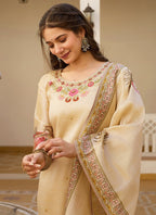 Vellora Pure Viscose Assam Silk White Daily Wear Embroidery Work Readymade Suit - Distacart