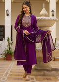 Vellora Rayon Slub Purple Casual Wear Sequins Work Readymade Suit - Distacart