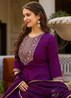 Vellora Rayon Slub Purple Casual Wear Sequins Work Readymade Suit - Distacart