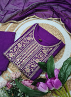 Vellora Rayon Slub Purple Casual Wear Sequins Work Readymade Suit - Distacart
