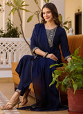 Vellora Rayon Slub Blue Casual Wear Sequins Work Readymade Suit - Distacart