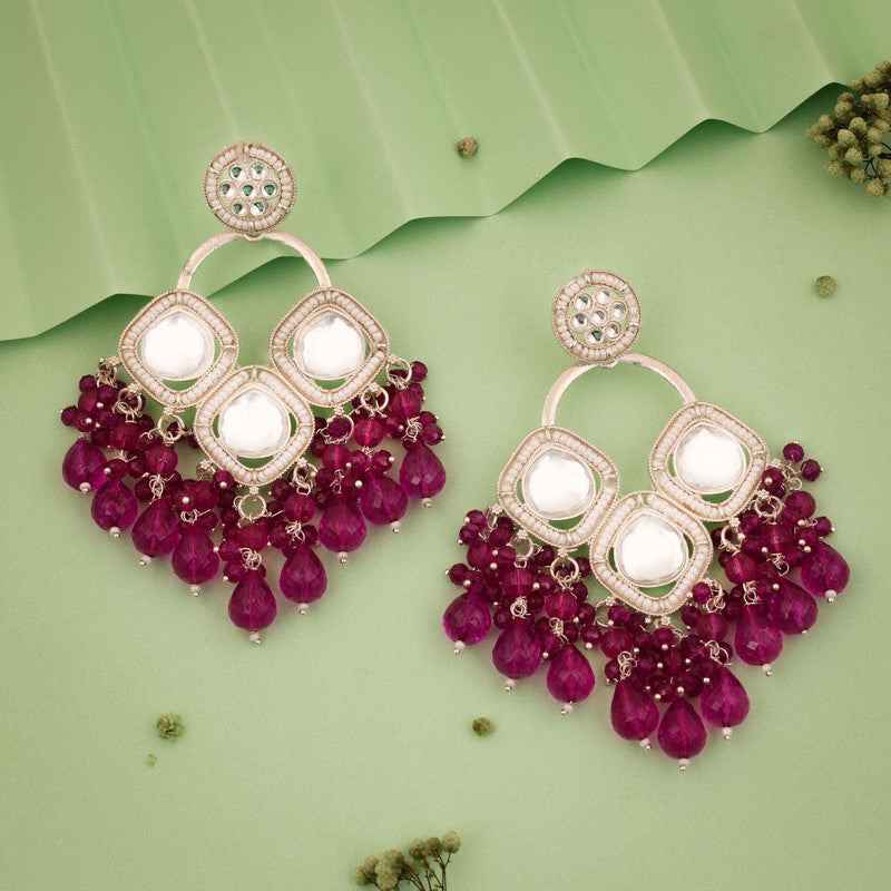 Tehzeeb Creations Gold Polish Pink Colour Earrings - Distacart