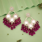 Tehzeeb Creations Gold Polish Pink Colour Earrings - Distacart