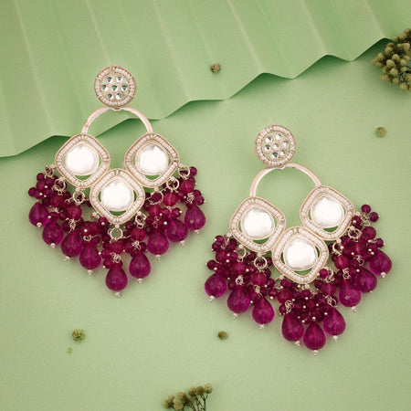 Tehzeeb Creations Gold Polish Pink Colour Earrings