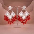 Tehzeeb Creations Gold Polish Red Colour Earrings - Distacart