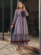 Juniper Women's Juniper Women's Lavender Cambric Printed With Embroidery Flared Dress - Distacart
