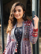 Juniper Women's Juniper Women's Lavender Cambric Printed With Embroidery Flared Dress - Distacart