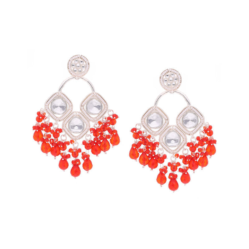 Tehzeeb Creations Gold Polish Red Colour Earrings - Distacart